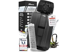 BERGKVIST® Outdoor Bouteille filtrante FJÄLLKLAR (1l) - Gourde d'un litre avec filtre d'AHLSTROM® pour de l'eau potable propre en camping, randonnée et aventures de survie - noir