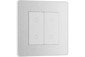 BG Electrical Evolve podwójny dotykowy ściemniacz, 2-drożny przełącznik wtórny, 200 W, stal szczotkowana