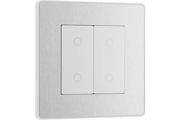 BG Electrical Evolve dubbel touch-dimmer, 2-vägs sekundär brytare, 200 W, borstat stål