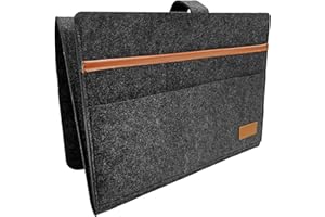 DUINIU 1 Piece Felt Bedside Storage Bag, Bedside Organizer, Sofa Stand, Bedside Pocket, Hanging Storage Bag to Store Various Accessories (Dark Gray)