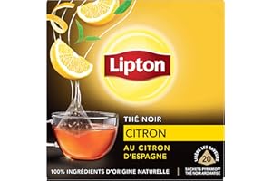 Lipton Thé Noir Citron, au citron d'Espagne 20 Sachets Pyramid®