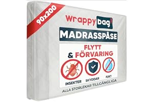 WRAPPYBAG – Madrasskydd i plast – förvaringsväska med flik – madrassväskor för flytt, förvaring och transport – enkel 90 x 20