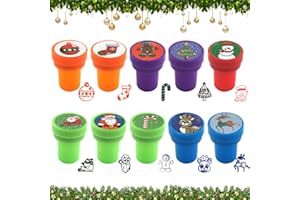 Lets Joy Weihnachten Stempel Kinder, 10 Stück Selbstfärbend Stempel Weihnachten, Spielzeugstempel Weihnachts, Stempelset Weihnachten Mitbringsel Kindergeburtstag Stempelset Geschenk