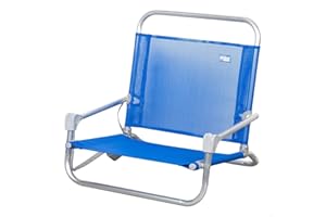 AKTIVE Silla plegable playa, acampada, 46x44x49 cm, Azul, Asiento bajo, Sin tubo delantero, Soporta 110 kg, Asa hombro de transporte, Estructura aluminio, Sillas camping plegables ligeras (62678)
