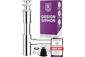 M. ROSENFELD HOME Design Siphon Waschbecken Ablaufgarnitur 1¼" – Pop-Up Abflussventil mit Überlauf, Edelstahl Siphon mit Reinigungsöffnung & Komplettset