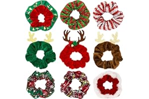 LHYBTM 9 Piezas Scrunchies de Pelo de Navidad Navidad Gomas Del Pelo Gomas Elásticas Lindas Cintas para Pelo EláSticos Para El Cabello Scrunchies Cabello Accesorios Para NiñA O Para Mujer