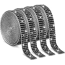 4 Rotoli Nastro Di Strass Rosso | Striscia Diamanti Autoadesivi 0,9 Cm X 1 Metro | Glitter Per Decorazioni Fai Da Te - 2