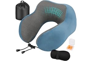 Eono Poduszka Podróżna na Szyję,Wygodna Ergonomiczna Poduszka Podróżna z Pianką z Pamięcią Kształtu do Spania w Samolotach, Pociągach i Biurach