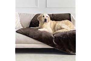 Dreamzie - Coperta Impermeabile per Cani 127x152 cm - Copridivano Reversibile Lavabile in Pile Sherpa -Telo Impermeabile per Letto o Divano - Copriletto Impermeabile - Marrone
