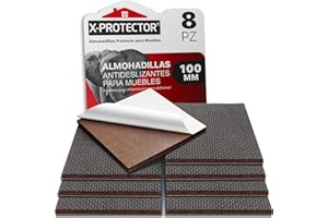 X-PROTECTOR - Protector Patas Sillas de Goma y Fieltro Adhesivo para Muebles - 8 Piezas 100 mm - Antideslizante para Suelo - Tacos Protectores