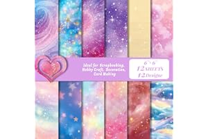 DIIWMME 24 Sheets Starry Sky Scrapbook Paper 6x6 Inch Shiny Star Themed Cardstock for DIY Card Making Photo Albums Journaling Acid Free Decorative Craft Paper Pad for Hobby Craft Decoration