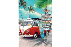 DPHERO DIY Car Diamond Painting Kits for Adults,5D Beach Diamond Art Kits for Beginners,Round Full Drill Surfboard Diamond Painting Art,DIY Painting by Numbers Diamond Art Painting 12x16 inch