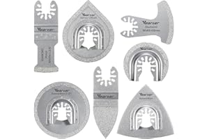 Vearter Lot de 7 lames diamant multi-outils universelles pour enlever le grain, les joints, les lames à dégagement rapide pour carrelage, brique d'air, ciment, béton, maçonnerie