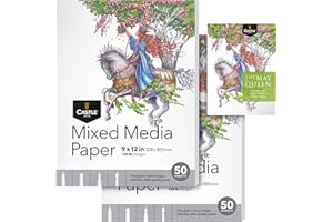 Castle Art Supplies Zeichenpapier für verschiedene Medien 9 x 12 Zoll|2er-Pack|50 Blatt pro Block (200 g/m2) feinkörniges, dickes Skizzenpapier|Kreative Freiheit für Mischtechniken (9x12, 2er-Pack)