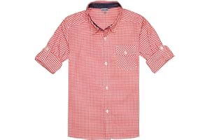 BIENZOE Jungen Baumwolle Plaid Knopf Unten Hemd