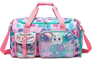 HTgroce Borsone Palestra Training Bambina- Borsa da Viaggio Duffel Bag Scomparto per Scarpe Sport Piscina Weekend Bambine con Tracolla