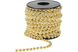 KAHEIGN Guirnalda de Cuentas Navideñas, 10m Oro Cadena de Cuentas de Plástico 5mm Hebras de Perlas Artificiales Rollo de Guirnalda de Cuentas de Navidad para Árbol de Navidad Fiesta Boda Decoración
