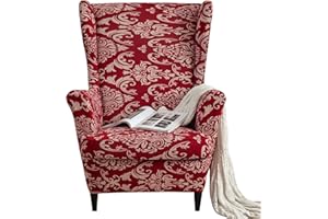 MINGPINHUIUS Wingback Chair Cover Sofa Slipcover - Stretch Polyester Wingback Armchair Covers Super Soft Furniture Protector Couch for Living Room Machine Washable/Skid Resistance