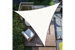 SUNNY GUARD Vela ombreggiante Impermeabile 4x4x4m Tenda a Vela Triangolare,Tenda da Sole per Esterno Protezione Raggi UV per Giardino Esterno terrazza, Crema