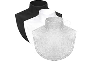 Hejo 3 Pcs Fake Turtleneck, Detachable Collar for Women, Modal Comfortable Warm Fake Collar Turtleneck for Women, High Neck False Collars for Ladies, Free Size (Black White Gray)