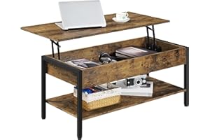 Yaheetech Couchtisch Ausziehbarer Kaffeetisch mit höhenverstellbarer Platte und verstecktem Stauraum Sofatisch Beistelltisch für Wohnzimmer/Büro/Balkon/Flur, Braun