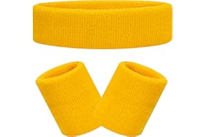 RSXING Schweißband Set Sportstirnband Handgelenk Polyester Baumwolle Schweißbänder Frottee, Sporttraining Armband Stirnbänder, Schweiß Absorbierendes Stirnband für Herren Damen