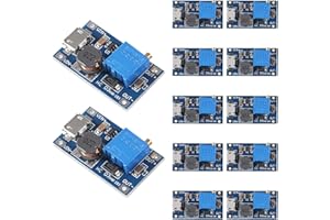 DC to DC Step Up Boost Converter, Dealikee with Mico USB DC Voltage Regulator Adjustable Step Up Boost Converter Power Voltage 2V-24V to 5V-28V 2A (Pack of 12)