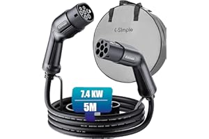 E-S1mple Type 2 Charging Cable 5M Type 2 to Type 2 EV Charging Cable 32A Electric Vehicle Charging Cable Mode 3 7.2KW with Free Cable Bag (32A/5M /Single Phase)
