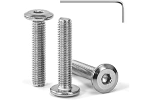 Tunejoy Viti a Testa Piatta M6 x 30 mm Vite a Testa Esagonale Bulloni in Acciaio Inox A2 V2A Bulloni per Mobili con Chiavi a Esagono Filettatura Completa 30 Pezzi