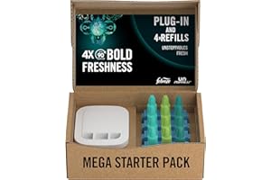Febreze Unstoppables 3Volution Air Freshener Plug-In Diffuser Starter Kit + 4 Refills, (20mlx4), Febreze 3Volution Refill, Odour Fighter, Fresh