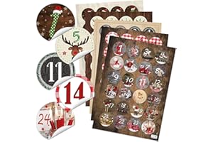 Logbuch-Verlag 5 x 24 étiquettes chiffres 1 à 24 autocollants pour bricoler un calendrier de l'Avent - pour 5 calendriers de Noël - auto-adhésif rond Ø 4 cm