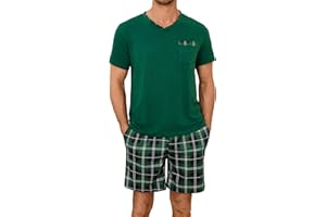 Leversic Pyjama Homme Été Ensembles de Pyjama Short Court Manches Confortable Doux S-4XL