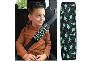 HECKBO 1x Kids Car Seat Belt Pads Seat Belt Protectors - Dinosaur - Seat Belt Pads for Kids and Babies- Ideal for Any Seat Belt Car Booster Seat Kids Bicycle