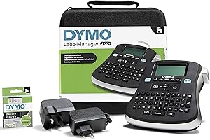 DYMO LabelManager 210D+ Kit de de etiquetadora portátil | Impresora de Etiquetas con Teclado QWERTY | con Etiquetas D1 de 12 mm de impresión Negra sobre Fondo Blanco y maletín de Transporte