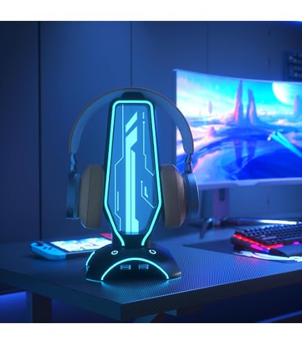 SPYCO Gaming-Headset-Ständer Keeper HS-131 – Mit RGB-LEDs, 2 USB-Anschlüssen, Rutschfester Basis, Kompatibel Mit Xbox, PC, Tablet