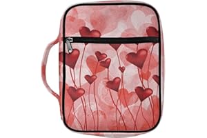 Poceacles Couverture de la Bible imprimée cœur pour femme, housse de livre de la Bible, sac d'église, sac d'étude de grande taille, sac fourre-tout, fournitures de la Bible, rose