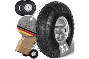 FROSAL Luftrad 260 mm 4.10/3.50-4 – Ersatzrad für Bollerwagen, Sackkarre, Transportwagen – Ø 260×85 mm – Achse Ø16 mm Nabenlänge 55 mm – Stahlfelge silber Ø120 mm – Kugellager – luftgefüllt – 2er Set