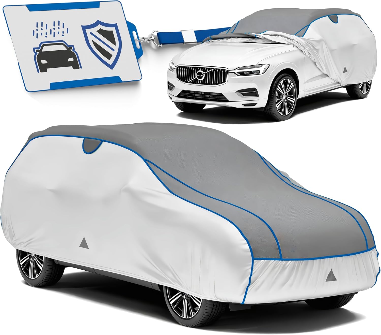 WALSER funda antigranizo para coche, funda protectora antigranizo, protector impermeable para coche, lona completa exterior, lona vehículo SUV M longitud máx. 430-460 cm plata/gris