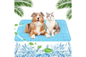 Yegookay Kühlmatte für Hunde Katzen Groß 70x100cm Kühldecke Hund Kaninchen Kühlplatte Hunde Kühlmatte Selbstkühlend XL Klimaanlage Kofferraum Hund Geeignet für Auto Zuhause und Draußen (Blau XL)