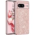 YINLAI for Google Pixel 8 Case Glitter Shiny Sparkly Slim Shockproof Hybrid Covers Drop Protection Girly Women Phone Case for Google Pixel 8, Rose Gold/Pink