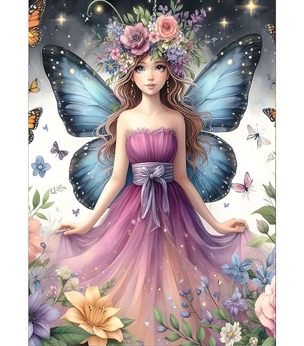 GDYEEH 5D Diamond Painting Kit, Fairy Girl Round Drill, 12x16 Inch Full Drill - View #8