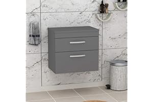ROYAL BATHROOMS.CO.UK Royal Bathrooms 500mm Grey Gloss 2-Drawer Wall Hung Countertop Vanity Unit & Cabinet
