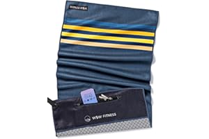 WOODSANDWAVES Serviette de Sport Intelligente en Pet recyclé - avec Clip magnétique, antidérapant et Sac - 10 Designs créatifs pour la Salle de Gym, Le Yoga et Le Sport (90 x 45 cm).