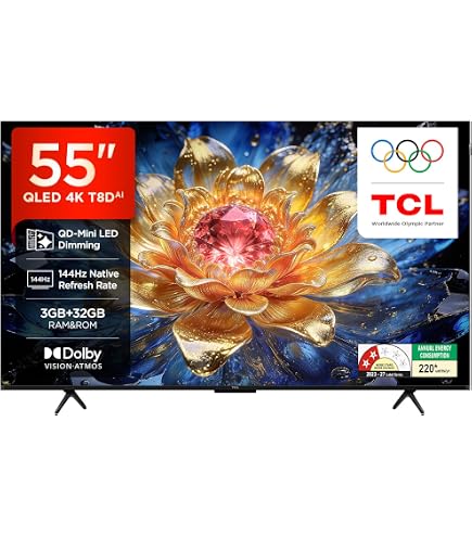 TCL 75P8K Television 75 Inch Smart TV 4K QLED Colorful Quantum