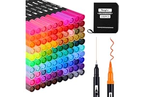 TongFu Rotuladores Lettering 100 Colores, Doble Punta Fina y Pincel, Kit de Rotuladores Acuarelables para Niñas, Niños, Adultos, Principiantes, Caligrafía, Dibujo, Mandalas y Bullet Journal