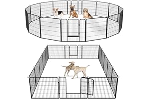 MaxxPet Welpenaufstall - Schöner Welpenaufenthalt - Tierlaufstall - Hundelaufstall faltbar mit Tür - Welpenzaun - Welpenauslauf für Hunde Wohnung & Garten - 8-telig - 80x60 cm