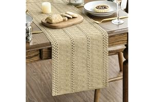 Artoid Mode Brown Farmhouse Woven Rustic Bohemian Table Runner 30x183 cm, Hollow Seasonal Holiday Kitchen Dining Table Decoration for Home Party Decor