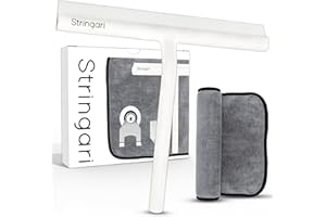 Stringari Tergivetro per Doccia con Panno in Microfibra e Gancio - Tira Acqua Acciaio Inox Rivestito in Silicone