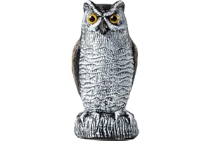 OFFO Pigeon Deterrent, Owl Decoy to Scare Birds Away, Bird Scarers for Gardens,Natural Bird Deterrent Devices for Outdoor Garden,Yard, Farms, Brown and White