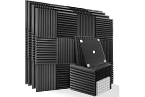 KUCHOOW Pannelli Fonoassorbenti con Adesivo a Doppia Faccia, 60 Pezzi Pannello Fonoassorbente per Podcasting, Studi di Registrazione, Uffici, Home Learning